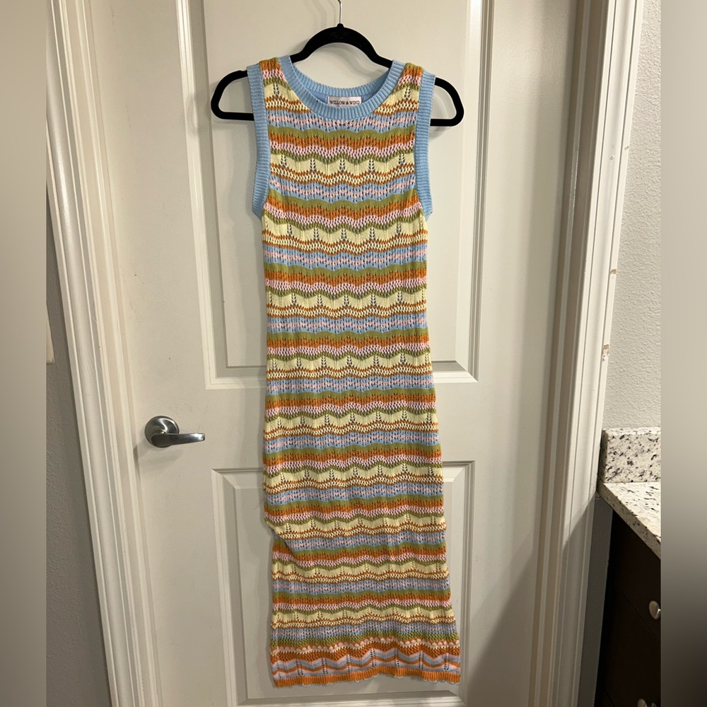 Summery ankle length crochet dress - lined